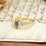 Luxurious Vintage 2-Prong Emerald Cut Black Rutilated Quartz Wedding Ring - Additional view
