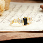 Luxurious Vintage 2-Prong Emerald Cut Black Onyx Wedding Ring - Additional view
