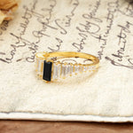 Luxurious Vintage 2-Prong Emerald Cut Black Onyx Wedding Ring - Additional view