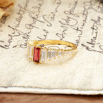 Luxurious Vintage 2-Prong Emerald Cut Garnet Wedding Ring - Additional view