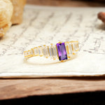 Luxurious Vintage 2-Prong Emerald Cut Amethyst Wedding Ring - Additional view