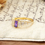 Luxurious Vintage 2-Prong Emerald Cut Amethyst Wedding Ring - Additional view