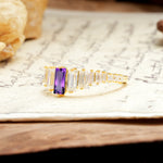 Luxurious Vintage 2-Prong Emerald Cut Amethyst Wedding Ring - Additional view