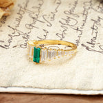 Luxurious Vintage 2-Prong Emerald Cut Emerald Wedding Ring - Additional view