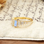 Luxurious Vintage 2-Prong Emerald Cut Moonstone Wedding Ring - Additional view
