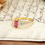 Luxurious Vintage 2-Prong Emerald Cut Ruby Wedding Ring - Additional view
