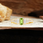 Luxurious Vintage 2-Prong Emerald Cut Peridot Wedding Ring - Additional view