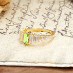 Luxurious Vintage 2-Prong Emerald Cut Peridot Wedding Ring - Additional view