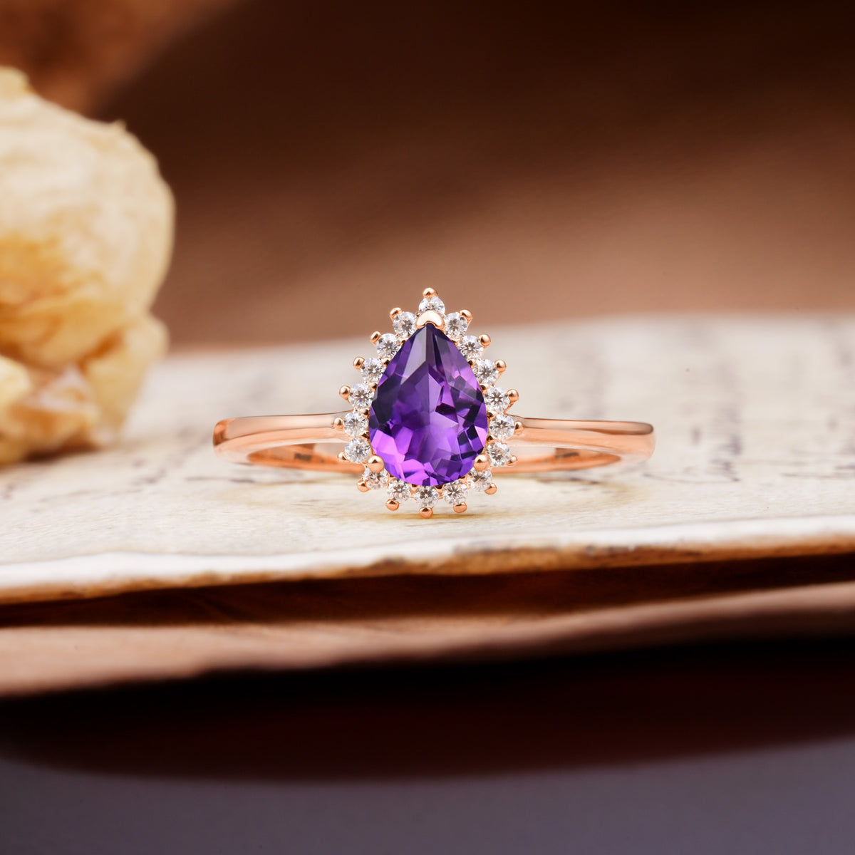 Classic Unique Luxury 4-Prong Oval Cut Amethyst Engagement Ring - Additional view