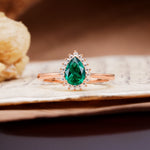 Classic Unique Luxury 4-Prong Oval Cut Emerald Engagement Ring - Additional view