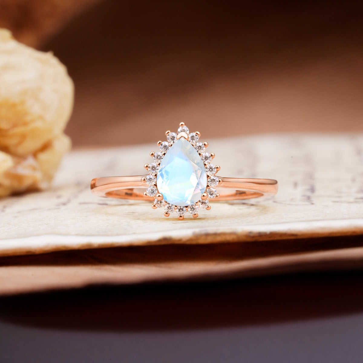 Classic Unique Luxury 4-Prong Oval Cut Moonstone Engagement Ring - Additional view