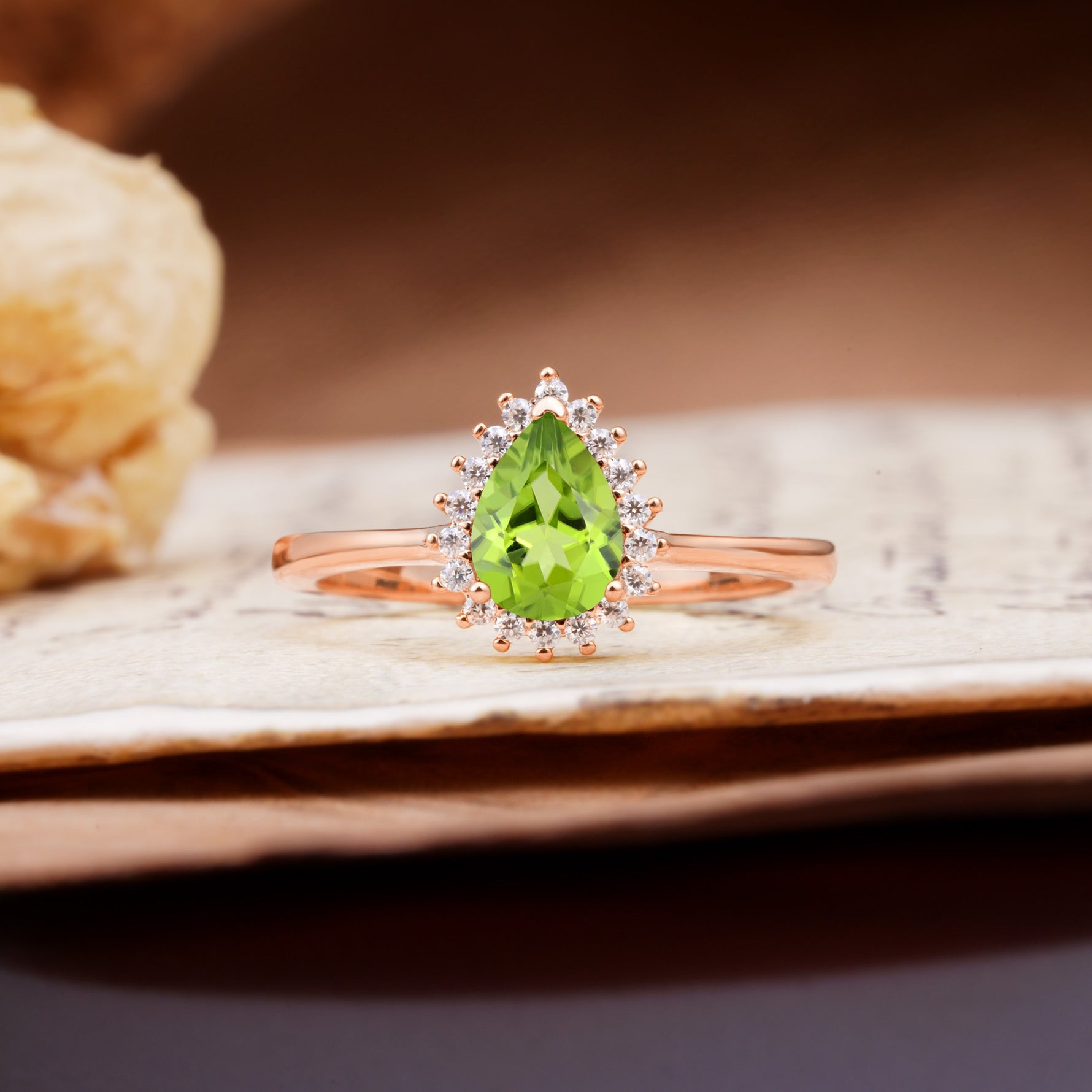 Classic Unique Luxury 4-Prong Oval Cut Peridot Engagement Ring - Additional view
