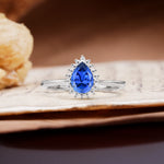Classic Unique Luxury 4-Prong Oval Cut Sapphire Engagement Ring - Additional view