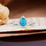 Classic Unique Luxury 4-Prong Oval Cut Turquoise Engagement Ring - Additional view