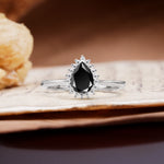 Classic Unique Luxury 4-Prong Oval Cut Black Onyx Engagement Ring - Additional view