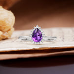 Classic Unique Luxury 4-Prong Oval Cut Amethyst Engagement Ring - Additional view