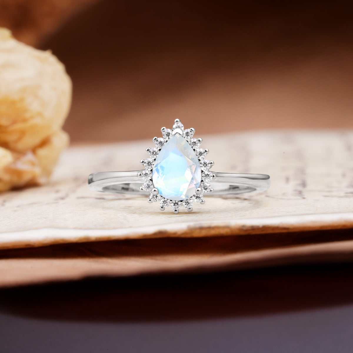 Classic Unique Luxury 4-Prong Oval Cut Moonstone Engagement Ring - Additional view