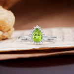 Classic Unique Luxury 4-Prong Oval Cut Peridot Engagement Ring - Additional view