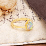 Classic Unique Luxury 4-Prong Oval Cut Fire Opal Engagement Ring - Additional view