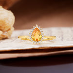 Classic Unique Luxury 4-Prong Oval Cut Citrine Engagement Ring - Additional view