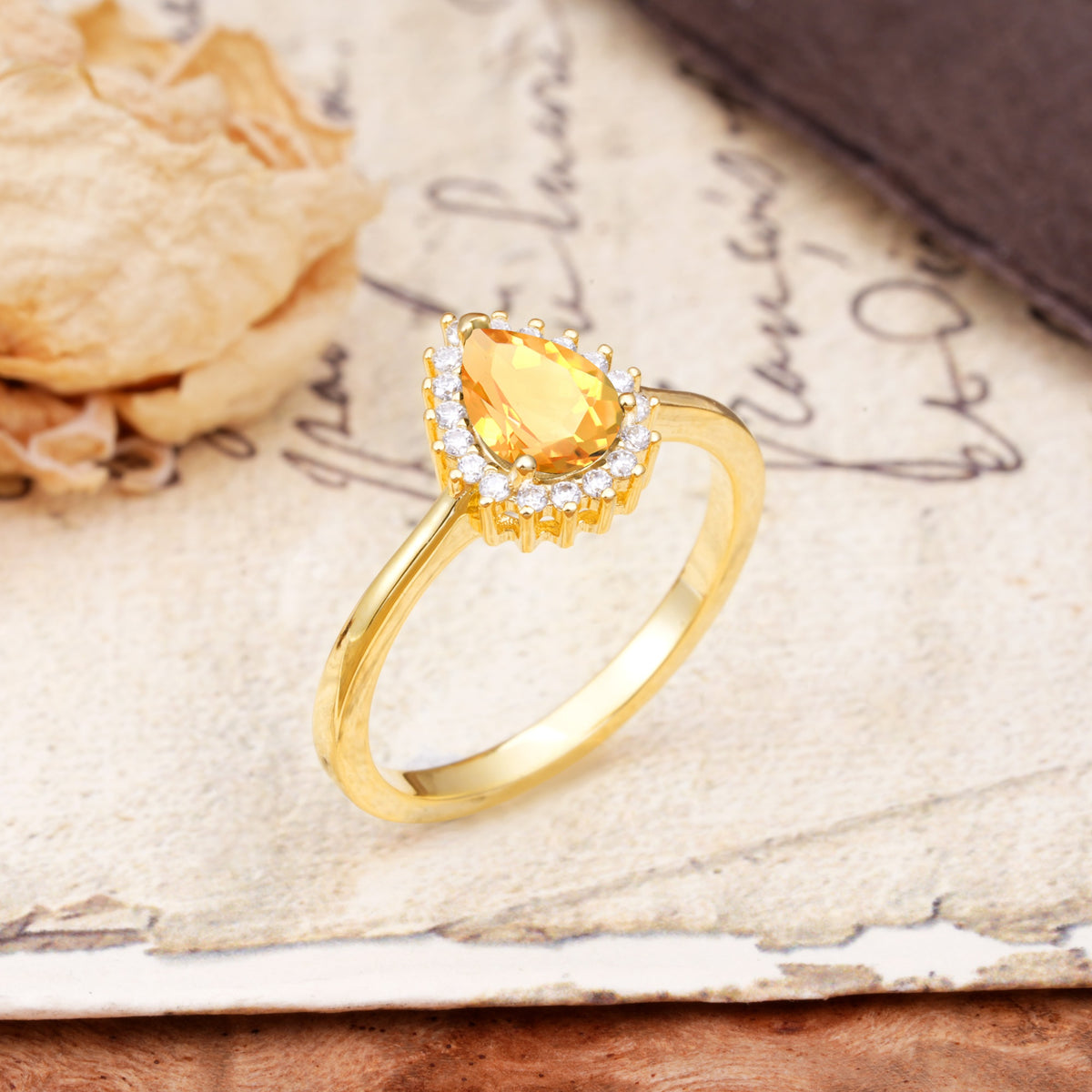 Classic Unique Luxury 4-Prong Oval Cut Citrine Engagement Ring - Additional view