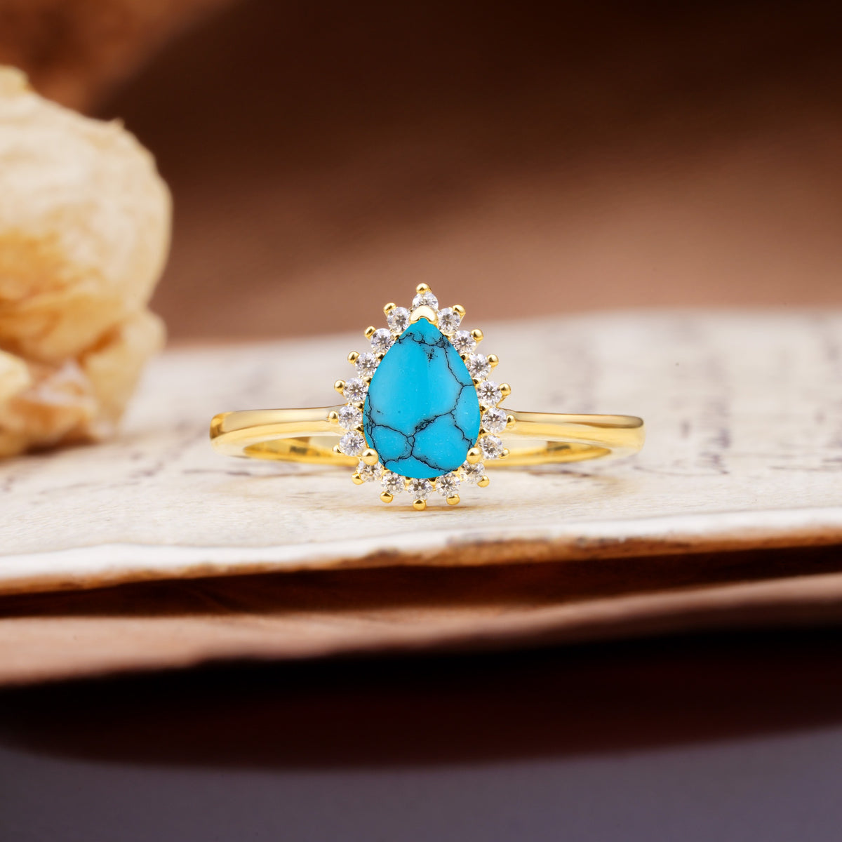 Classic Unique Luxury 4-Prong Oval Cut Turquoise Engagement Ring - Additional view