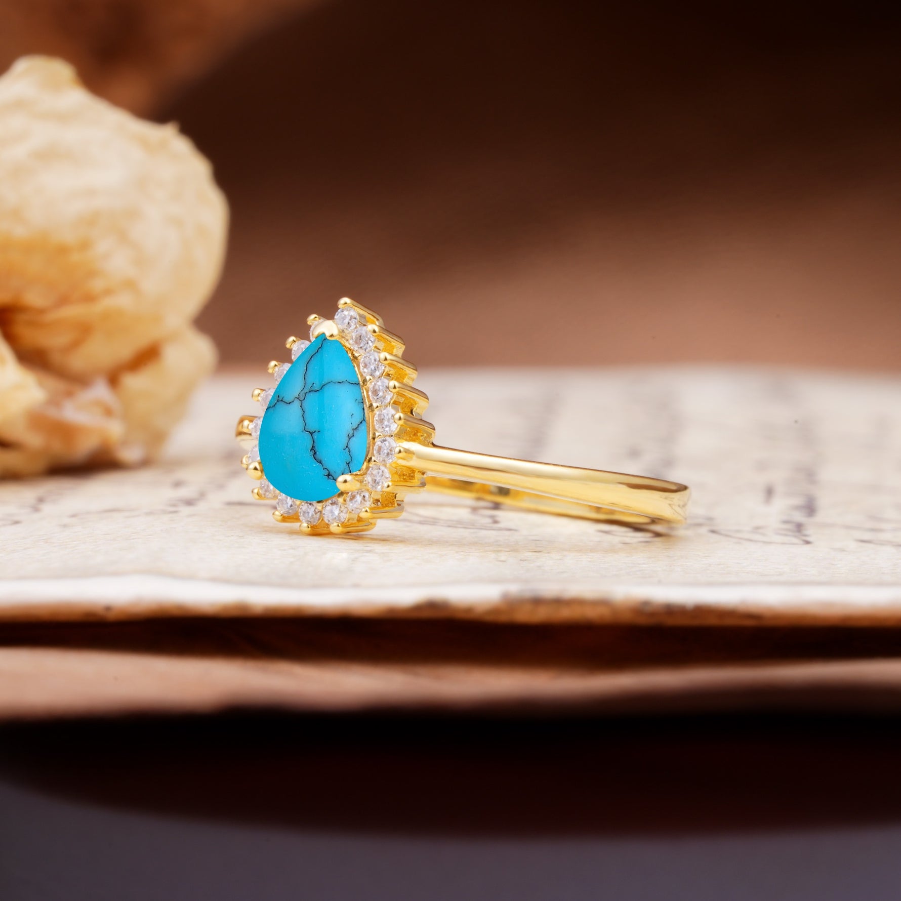 Classic Unique Luxury 4-Prong Oval Cut Turquoise Engagement Ring - Additional view