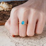 Classic Unique Luxury 4-Prong Oval Cut Turquoise Engagement Ring - Additional view