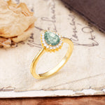 Classic Unique Luxury 4-Prong Oval Cut Moss Agate Engagement Ring - Additional view
