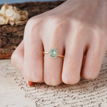 Classic Unique Luxury 4-Prong Oval Cut Moss Agate Engagement Ring - Additional view