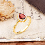 Classic Unique Luxury 4-Prong Oval Cut Garnet Engagement Ring - Additional view