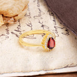 Classic Unique Luxury 4-Prong Oval Cut Garnet Engagement Ring - Additional view