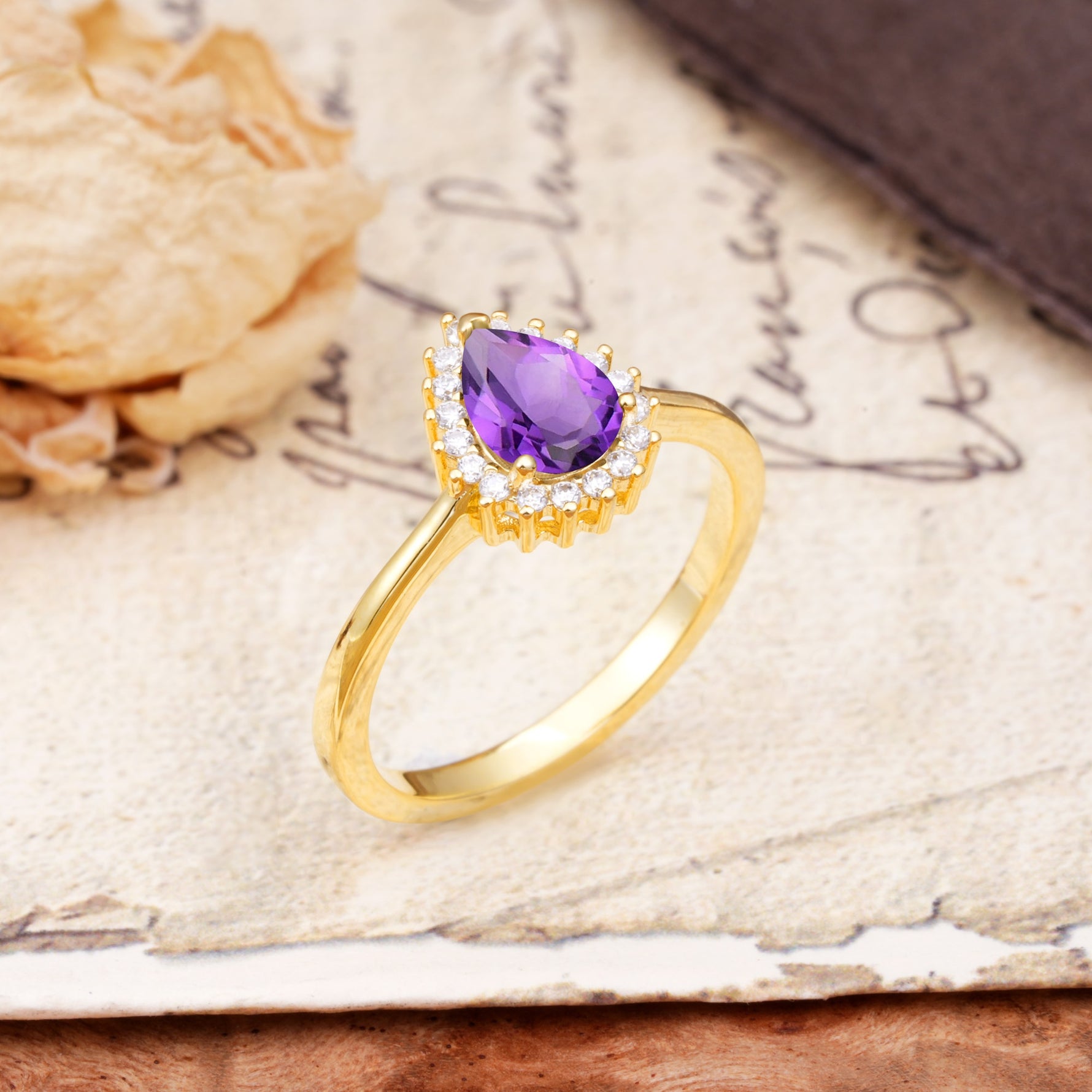 Classic Unique Luxury 4-Prong Oval Cut Amethyst Engagement Ring - Additional view