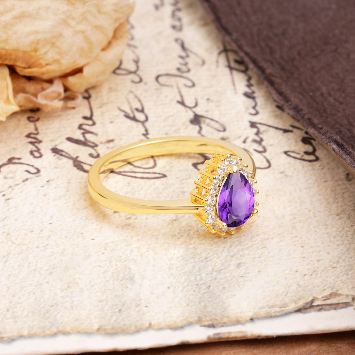 Classic Unique Luxury 4-Prong Oval Cut Amethyst Engagement Ring - Additional view