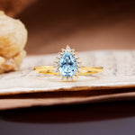 Classic Unique Luxury 4-Prong Oval Cut Aquamarine Engagement Ring - Additional view
