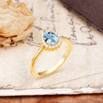Classic Unique Luxury 4-Prong Oval Cut Aquamarine Engagement Ring - Additional view