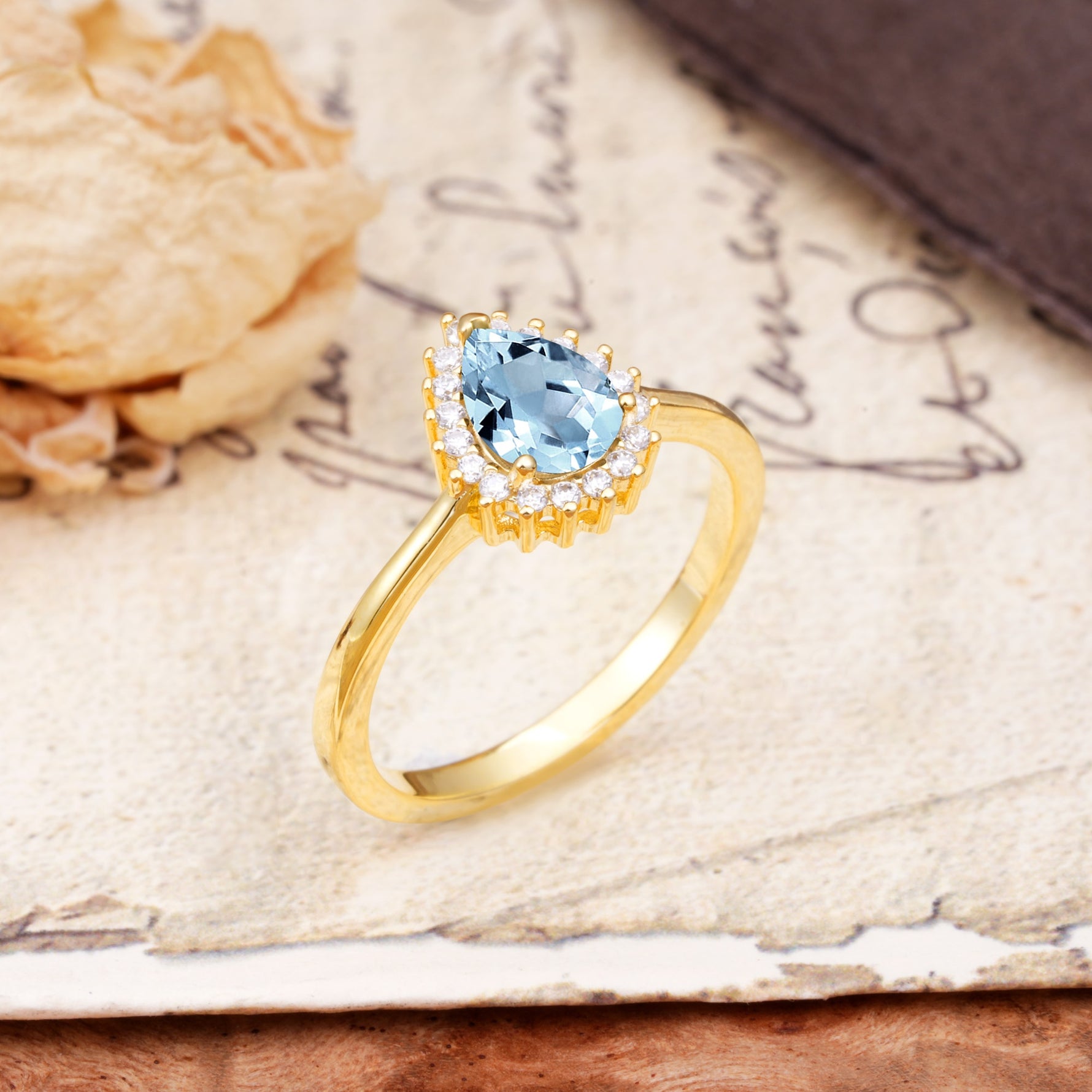 Classic Unique Luxury 4-Prong Oval Cut Aquamarine Engagement Ring - Additional view