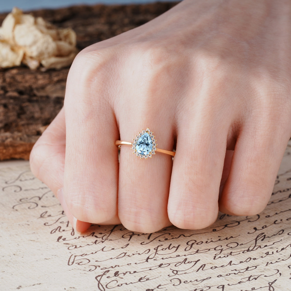 Classic Unique Luxury 4-Prong Oval Cut Aquamarine Engagement Ring - Additional view