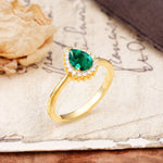 Classic Unique Luxury 4-Prong Oval Cut Emerald Engagement Ring - Additional view
