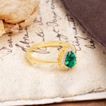 Classic Unique Luxury 4-Prong Oval Cut Emerald Engagement Ring - Additional view