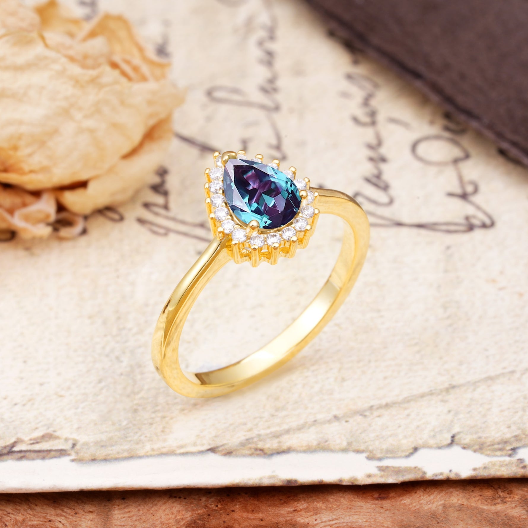Classic Unique Luxury 4-Prong Oval Cut Alexandrite Engagement Ring - Additional view