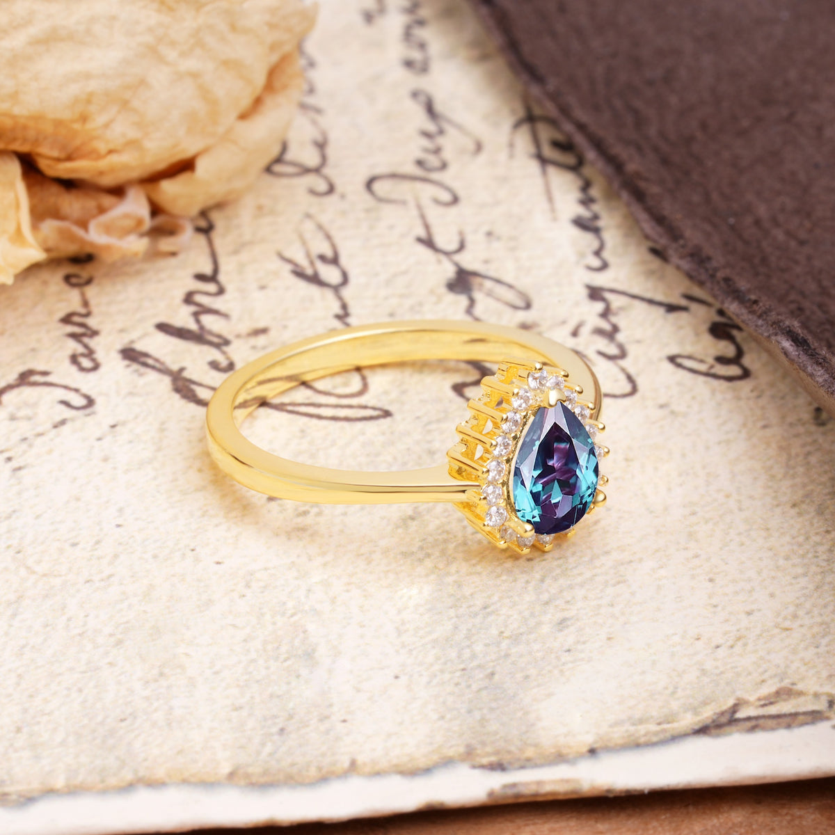 Classic Unique Luxury 4-Prong Oval Cut Alexandrite Engagement Ring - Additional view