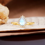 Classic Unique Luxury 4-Prong Oval Cut Moonstone Engagement Ring - Additional view