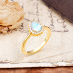 Classic Unique Luxury 4-Prong Oval Cut Moonstone Engagement Ring - Additional view