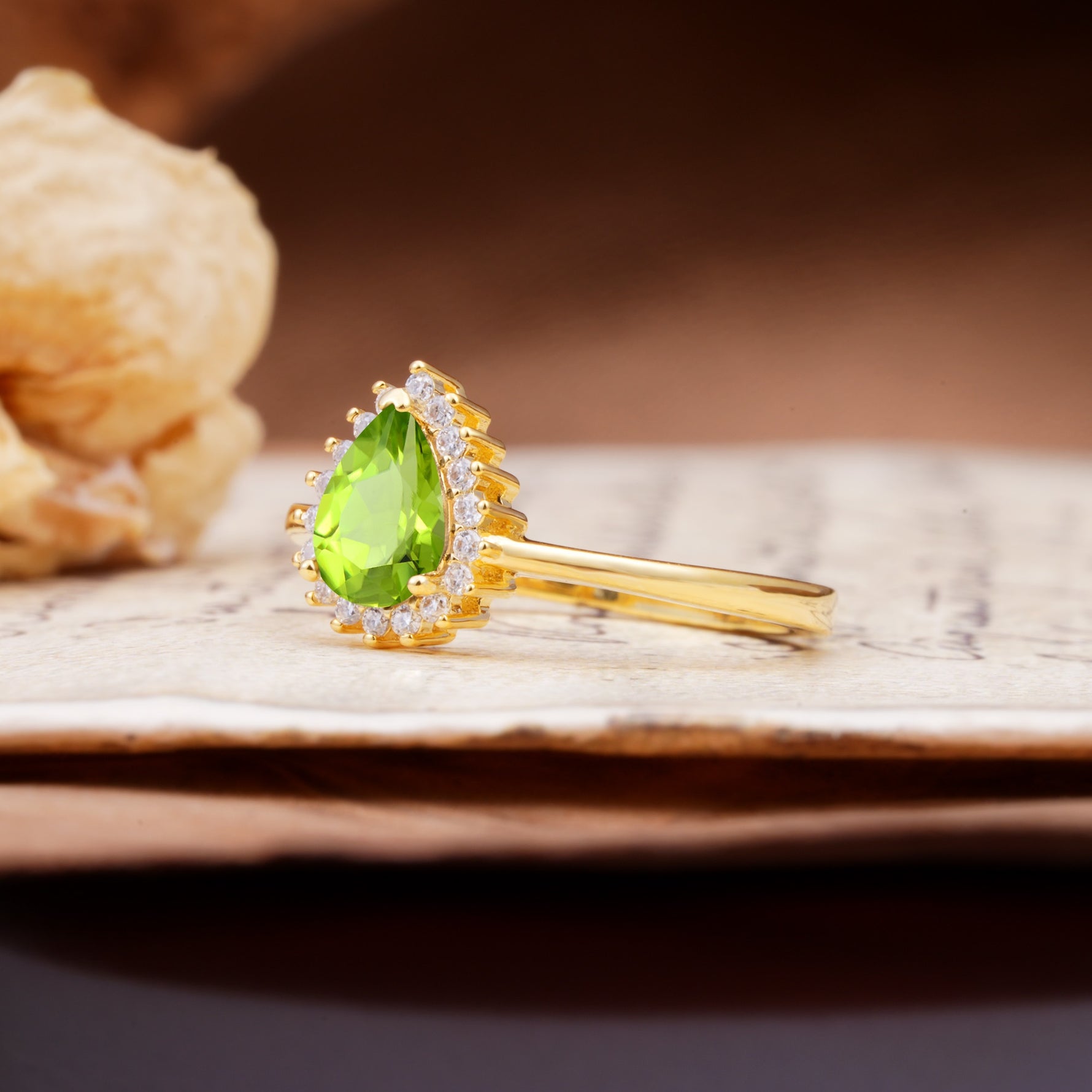 Classic Unique Luxury 4-Prong Oval Cut Peridot Engagement Ring - Additional view
