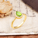 Classic Unique Luxury 4-Prong Oval Cut Peridot Engagement Ring - Additional view