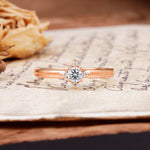 Simple 4-Prong Round Cut Lab Diamond Side Stone Engagement Ring - Additional view