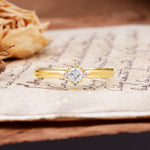 Simple 4-Prong Round Cut Moissanite Side Stone Engagement Ring - Additional view