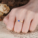 Simple 4-Prong Round Cut Sapphire Side Stone Engagement Ring - Additional view