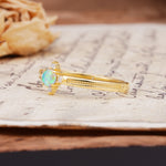 Simple 4-Prong Round Cut Fire Opal Side Stone Engagement Ring - Additional view